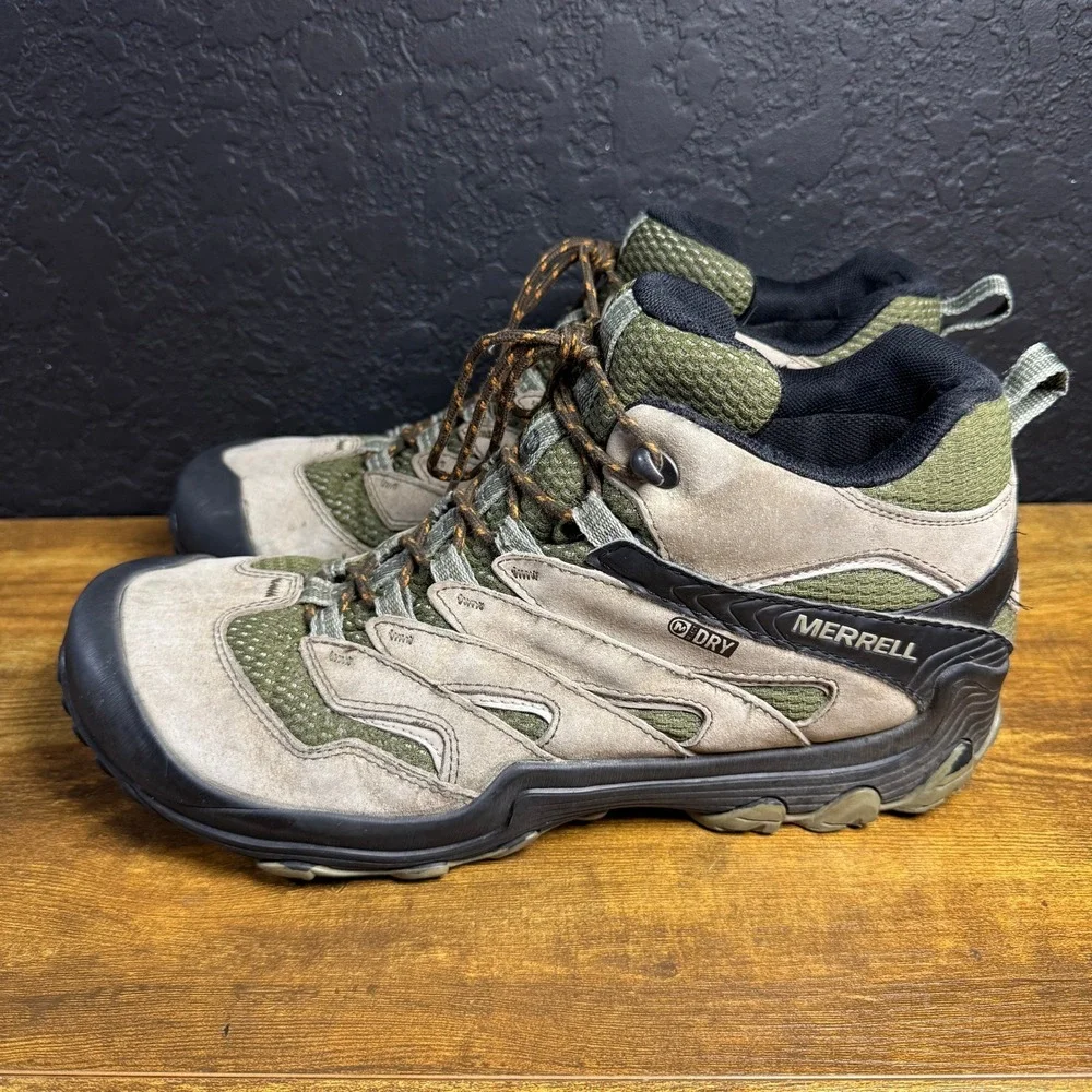 Merrell Moab M-Select DRY Tan Green Suede Mesh Hiking Boots Mens 14